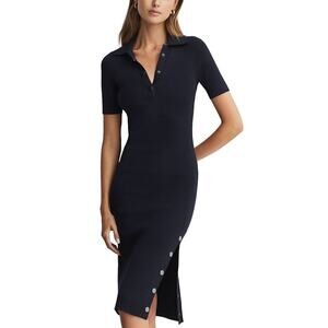 Reiss 'Remi' Navy Polo Collar Bodycon Short Sleeve Dress Size S